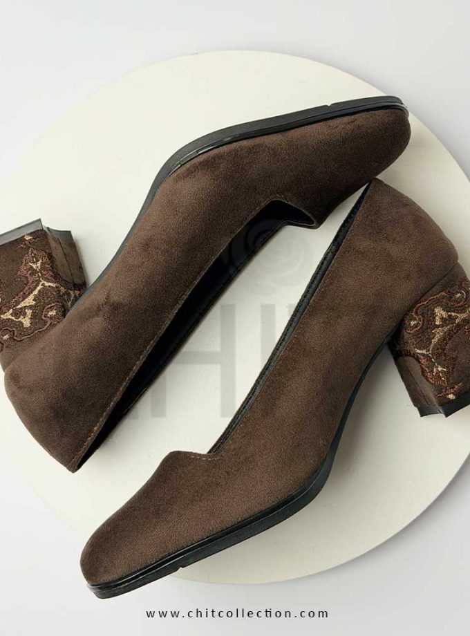 کفش پاشنه بلند مینا قهوه ای